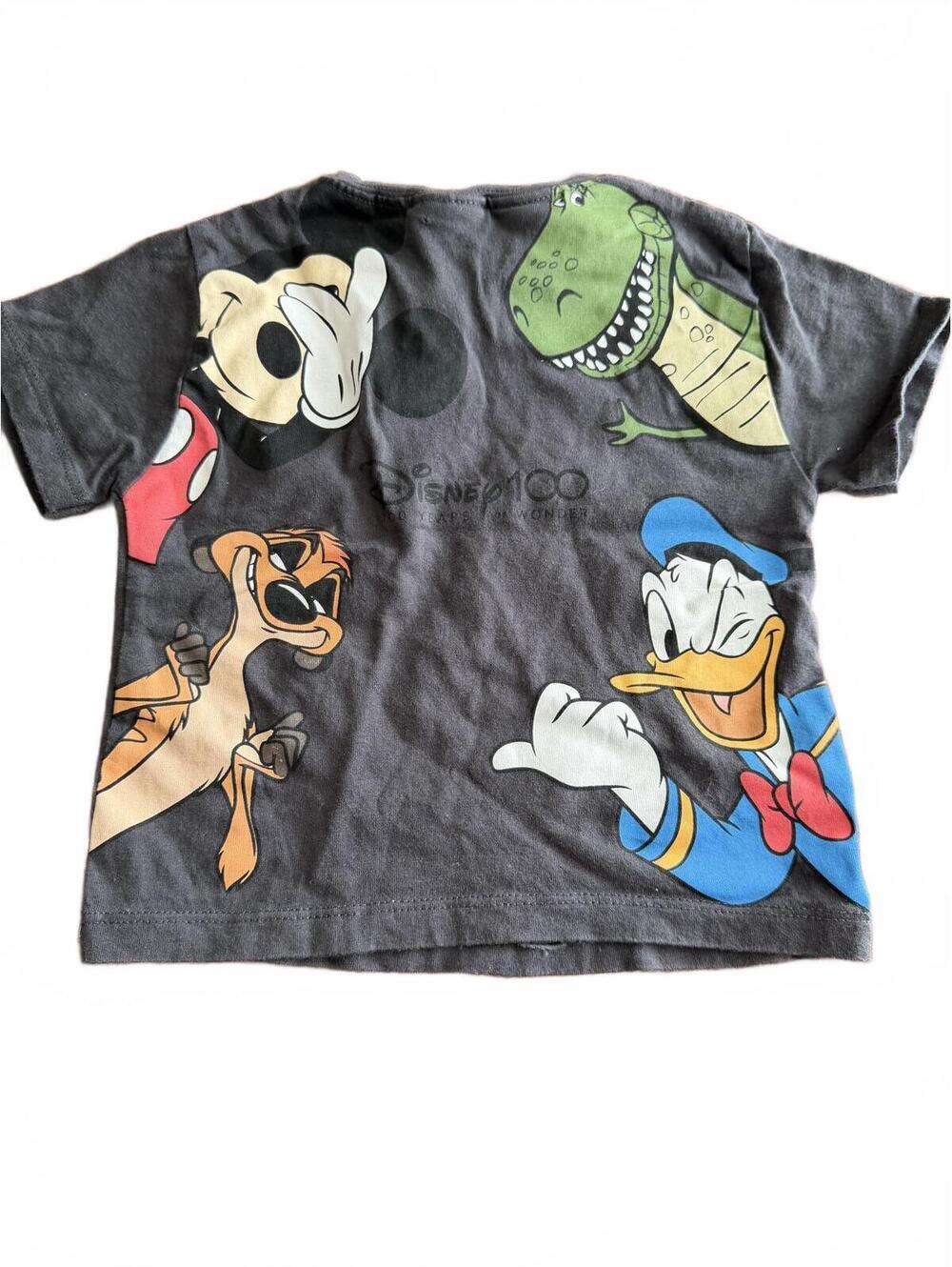 Zara Disney 100 T-Shirt Baby 6-9M Grey Character Graphic Tee